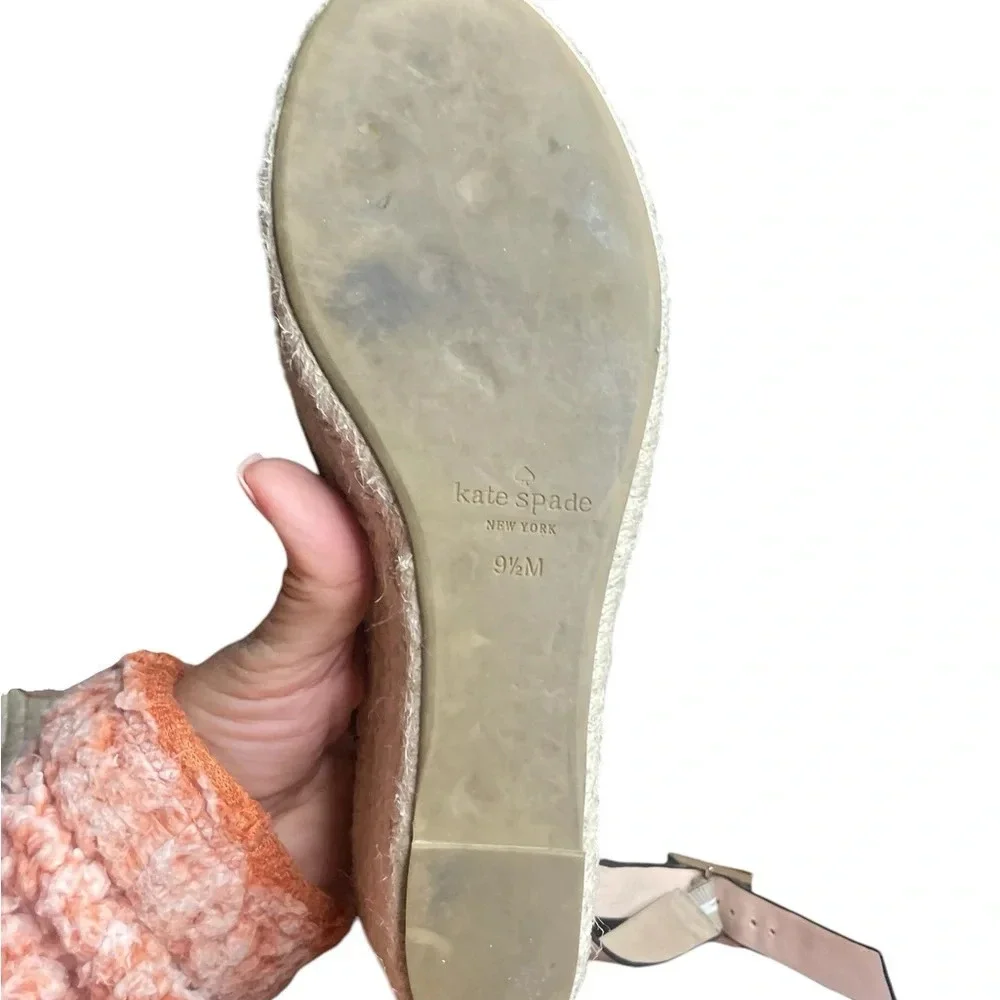 KATE SPADE FELIPA LEATHER Espadrilles Wedge Sandal Slingback  PEANUT Tan 9.5M